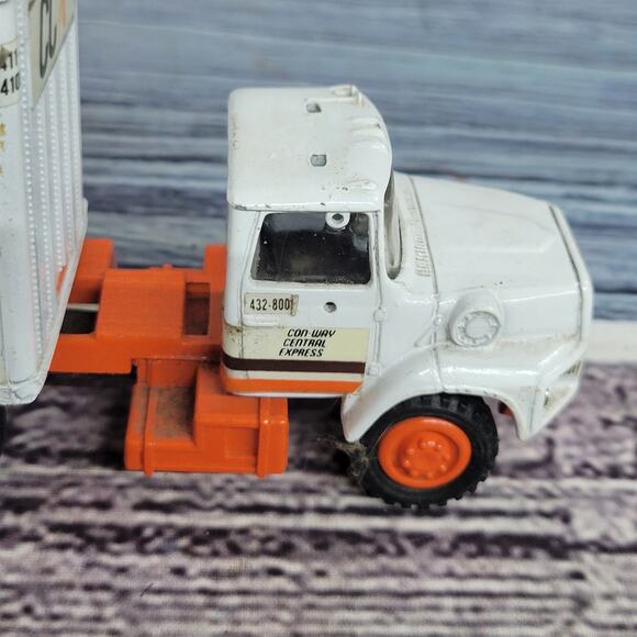 Vintage Tonkin CCX Ford areo semi and pup trailer die-cast white/orange - Picture 8 of 13